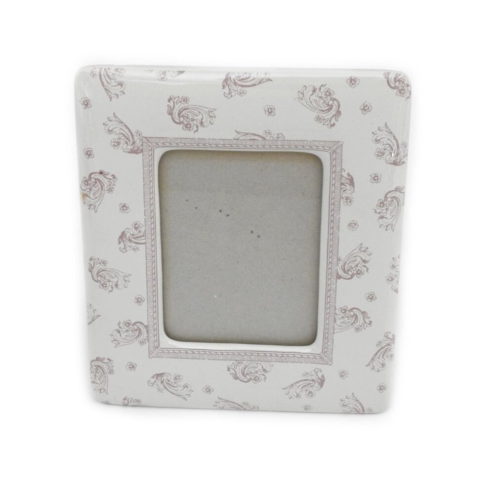 Vintage Charpente Ceramic Tabletop Picture Frame Victorian Floral Pink 4"X5"